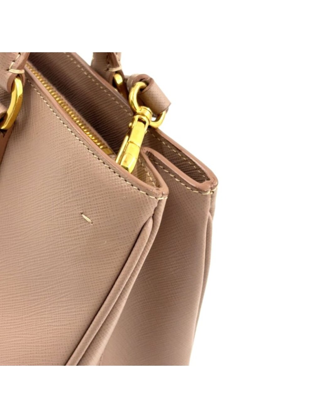 Prada Galleria Saffiano Leather Pink Beige Shoulder Bag Gold - Picture 9 of 15